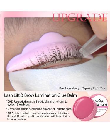 Lash Lift Glue Balm 2023 Upgrade Lash Lift Glue Adhesive 2 in 1 Strong Sticky Glue Balm for Eyelash Lift Brow Lamination Professional Use for Salon Strawberry Flavor 0.35oz Pink-Strawberry - Buy Online on GoSupps.com