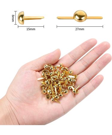 Aooba 100 PCS Mini Gold Brads for Crafting & Scrapbooking - 8x15mm Round Brass Metal Fasteners - Buy Online on GoSupps.com