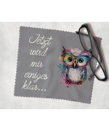 Color Wuselei glasses cleaning cloth owl gray now I get a lot of optician quality 15x18 cm funny funny printed funny microfiber cloth - Buy Online on GoSupps.com