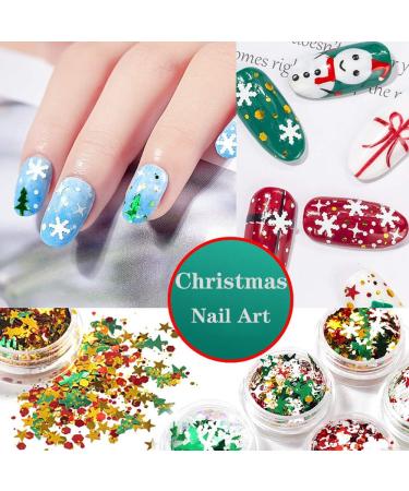 Kalolary 6 Boxes Christmas Nail Sequins Glitter | 3D Nail Art Stickers & Face Body Glitter for DIY Holiday Decor - Buy Online on GoSupps.com