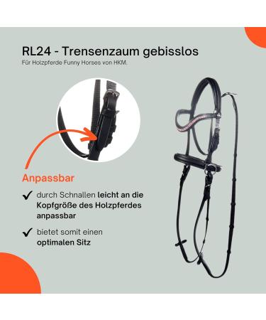 RL24 Leather Bridle for Wooden Horses - Black/Pink | Funny HKM Horse Toys & Accessories for Children - Buy Online on GoSupps.com