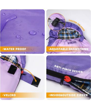 Camping Sleeping Bag - 32 Sleeping Bags for Cold Weather Camping - Adults, Kids, Teens - 3-4 Season Warm Sleeping Bag - Camping Gear for Outdoors - Dark Purple & Light Purple - Buy Online on GoSupps.com