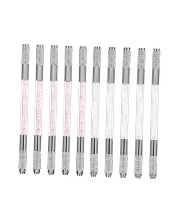 Healeved 10pcs Crystal Eyebrow Pencil Microblade Needle Holder Dual End Microblading Pens Makeup Gadgets Abs
