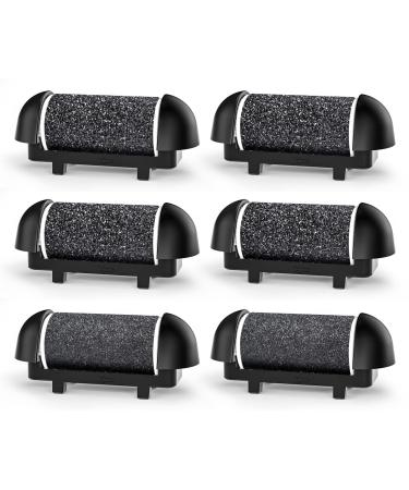 6 Pack Replacement Roller Refill Heads for Electric Callus Remover for Feet Pedicure Kit Refill Rollers Extra 4 Regular Coarse & 2 Fine Coarse Electronic Foot File(Black)