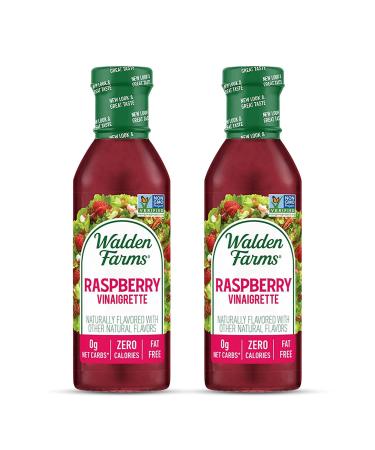 Walden Farms Raspberry Vinaigrette Dressing 12 oz Bottle (Pack of 2) Fresh and Delicious | Sugar Free 0g Net Carbs Condiment | Kosher Certified | So Tasty on Salads | Pizza | Vegetables | Cocktails and More