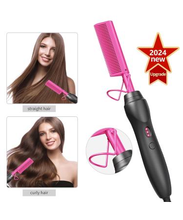 Hot Comb Hair Straightener - Ceramic Electric Hair Straightening Comb for Natural Black Hair & Wigs - Perfect Holiday Gift - 001Pink - Buy Online on GoSupps.com