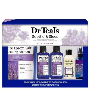 Dr. Teal's Epsom Salt Lavender Bath Gift Set - 5 Pc. (Soothe & Sleep with Lavender) - Buy Online on GoSupps.com