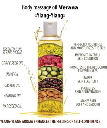 Verda Ylang-Ylang Massage Oil - Natural Rejuvenating Body Oil for All Skin Types | Aromatherapy 250ml - Buy Online on GoSupps.com