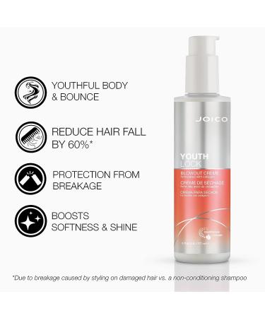 Joico YouthLock Blowout Cr me with Collagen - Strengthen, Protect, Reduce Breakage & Frizz - 6 Fl Oz (Pack of 1) - Buy Online on GoSupps.com