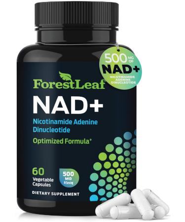 NAD+ Supplement - 500mg of Pure NAD Plus for Energy Focus Skin & Anti-Aging Support - Gluten Free Non-GMO NAD Supplements for Women & Men (60 Count NAD +) NAD+ 60 Count (Pack of 1)
