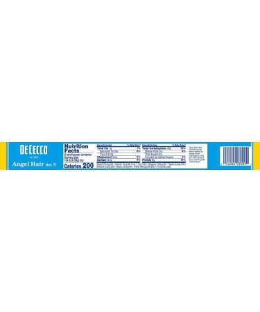 De Cecco Pasta Angel Hair No.9 1 lb (Pack of 5) - 56g Serving Size - Premium Italian Pasta - Buy Online on GoSupps.com