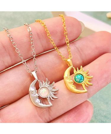 Oralgo's Chic Sun and Moon Necklace - Stylish Silver/Gold Fashion Jewelry for Trendsetters - Buy Online on GoSupps.com