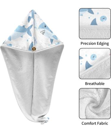 Pink Blue Sea Sharks Hair Towel 2 Pack | Super Absorbent Quick Dry Hair Turbans for Women & Girls - Buy Online on GoSupps.com