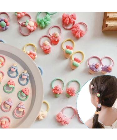 40pcs Baby Cartoon Hair Tie Set | Multicolor Mini Hair Bands for Girls | Seamless Ponytail Holder | Tiny Rubber Bands for Toddlers | Ice Cream Design - Buy Online on GoSupps.com