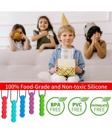 Nsodinevus Sensory Necklaces - 5 Pack Silicone Chewelry for Autism & ADHD Kids | Food Grade, Oral Motor Support - Rainbow Colors - Buy Online on GoSupps.com