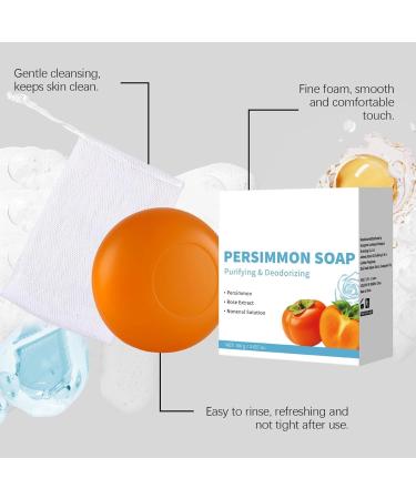  Generisch Persimmon Soap - Solid Natural Soap Deodorising Moisturizing Soap for Gentle Whole Body Intimate Care Body Odor Control with Foam Mesh for Women and Men (3) - Buy Online on GoSupps.com