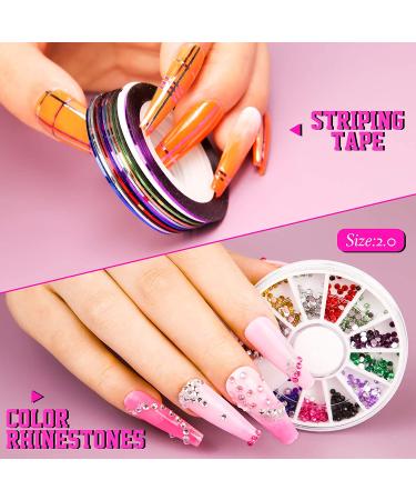 Teenitor Nail Art Brush Kit with 15 Brush Set, Dotting Tools, Butterfly Stickers, Striping Tape, Rhinestones - Complete Nail Art Set - Buy Online on GoSupps.com