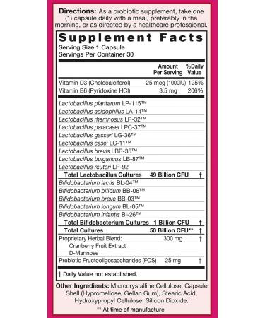 HealthAid UriProbio 50 Billion CFU Women s Probiotic with Prebiotic Cranberry D-Mannose Vitamin D & B | Supports Urinary Tract & Digestive Wellness Acid & Bile Resistant Vegan - Buy Online on GoSupps.com