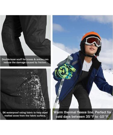 BALEAF Kids Snow Bibs Insulated Waterproof Overalls | Boys/Girls Youth Winter Ski Pants - Black Medium - Buy Online on GoSupps.com