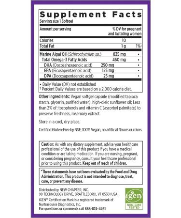 New Chapter Vegan Prenatal Omega-3 Supplement - 30 Vegan Softgels - Buy Online on GoSupps.com