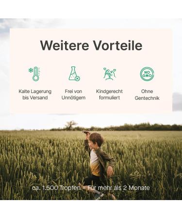  kind gesund Omega 3 Drops Child - Vegan & Sustainable - 50 ml of seaweed oil (60 days) - Child-friendly dosage: 205 mg DHA + 103 mg EPA per daily dose - Light intake & lemon flavour - From - Buy Online on GoSupps.com