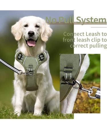 Heele Dog Crockery & Harness for Large Dogs - Soft Padded Breathable Chest Harness & Anti-Train Dishes in Army Green - XL Size - Buy Online on GoSupps.com