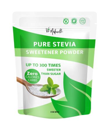 Pure Stevia Powder Extract Sweetener - Zero Calorie Sugar Substitute - No Artificial Ingredients (3,000 servings) 3 Ounce (Pack of 1)