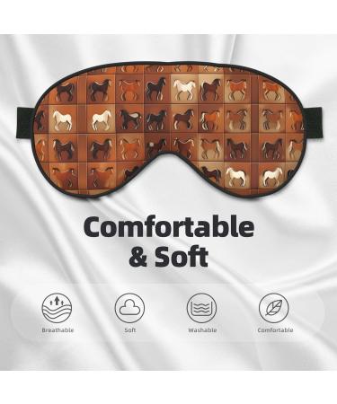 Brown Horse Print Unisex Sleep Eye Mask | Soft Comfort Eye Shade for Travel Yoga & Shift Work - Buy Online on GoSupps.com