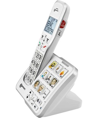 Geemarc Amplidect 595 Photo Twin Cordless Home Phone Set for Seniors - SOS Function, Large Buttons - Hearing Aid Compatible - UK - Buy Online on GoSupps.com