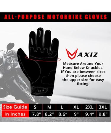 AXIZ Motorcycle Gloves - Touch Screen Tactical Shooting Gloves for Men and Women - Airsoft Paintball Riding Combat - Black Large - Buy Online on GoSupps.com