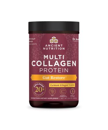Dr. Axe / Ancient Nutrition Multi Collagen Protein Gut Restore Natural Lemon Ginger 10.3 oz (292 g) - Buy Online on GoSupps.com