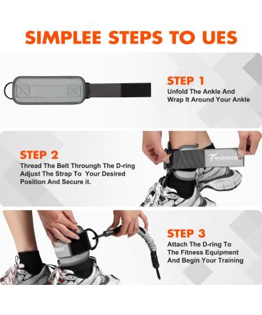 Ankle Resistance Bands Set with Cuffs | Glutes & Legs Workout Equipment | Grey | For Home Gym | Men & Women - Buy Online on GoSupps.com