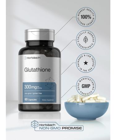 Horbaach Glutathione Supplement | 300mg | 60 Capsules | Non-GMO & Gluten Free | Reduced Form - Buy Online on GoSupps.com