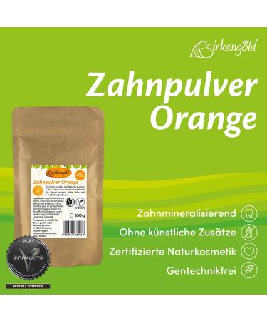 Birch Gold Tooth Powder Orange 100g - 100% Natural Enamel Protection Vegan No Preservatives | Eco-Friendly Oral Care - Buy Online on GoSupps.com