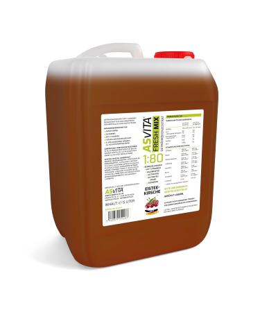 ASVITA Fresh Mix 1:80 Beverage Syrup - Sugar-Free 5L Canister with 22 Delicious Flavors | Iced Cherry - International Shipping Available - Buy Online on GoSupps.com