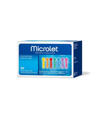 MICROLET Lancets for Glucose Blood Testing, Multi-Colored, 100 Count 100 Count (Pack of 1)