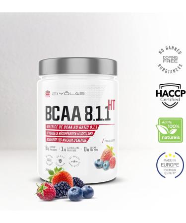 BCAA 8.1.1 | Amino Acids Powder | 8 g Leucine + 1 g Citrulline per Dose | Building and Muscle Recovery | Effective Against Lactic Acid | Red Fruits 250g Sugar Free | Eiyolab - Buy Online on GoSupps.com