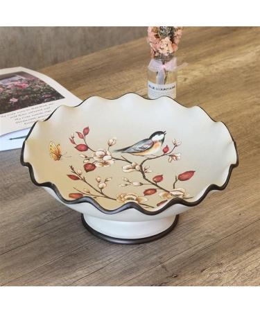 Fruit Bowl Fruit Dish New Chinese Retro Handmade Round Wave Pattern Ceramic Fruit Bowl Living Room Kitchen Decor Fruit Plate Candy Bowl Fruit Plate - Buy Online on GoSupps.com
