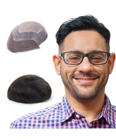 Lordhair knotless toupet for men skin just injected top front human hair system base size 8x10 inch light medium density men hair part