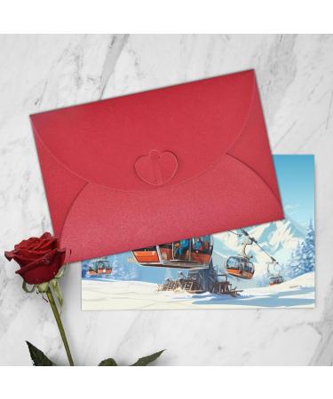 YYHWHJDE Red Winter Old Cable Ski Lif Printing High-Grade Pearl Paper Greeting Card : 4x6 In For Birthday Card Party Invitation Card Red One Size - Buy Online on GoSupps.com