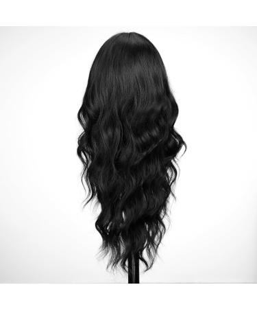 EMMOR Black Wavy Long Curly Wig with Bangs - Heat Resistant Synthetic Fiber, Natural Look - Buy Online on GoSupps.com