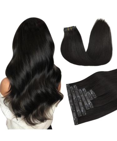 Doores clip in extensions real hair natural black 50cm 20 inch 7 pieces 110g remy human clips in hair extension real hair extensions seamless natural real hair extensions seamless-50cm-11110g 1b natural black and seamless - Buy Online on GoSupps.com