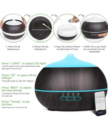 500ml Essential Oils Aromatherapy Diffuser | Ultrasonic Air Humidifier for Bedroom | Wood Grain Design | Black Fragrance Oil Diffuser - Buy Online on GoSupps.com