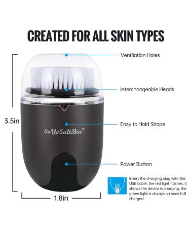 Electric Vibrating Sonic Facial Brush Cleansing Waterproof for Skin Face Exfoliating Removing Blackhead Deep Cleaning with 2 Working Speed of Men and Women 1 Black - Buy Online on GoSupps.com