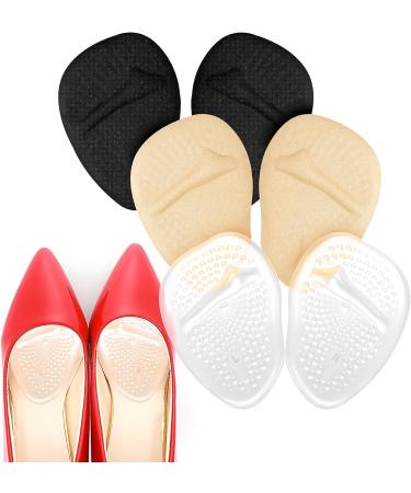 WLLHYF 3 Pairs Metatarsal Pads - Non-Slip Ball of Foot Cushions for High Heels - Reusable Gel Inserts for Foot Pain Relief - Skin Color, Black, Transparent - Buy Online on GoSupps.com