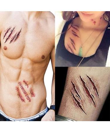 Hotop Cosplay Temporary Tattoo Sticker Set - 10pcs Halloween Scab Blood Zombie Scars - Buy Online on GoSupps.com