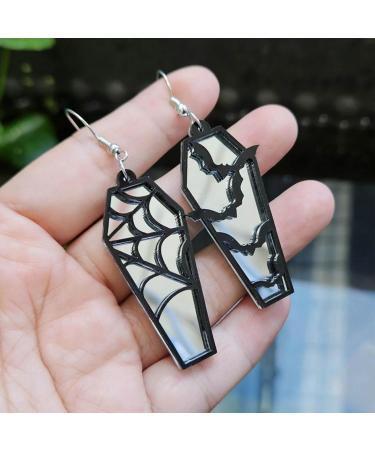 Feylie Halloween Acrylic Spider Web Dangle Earrings | Lightweight Coffin Shape Jewelry Gift - Fun Red Statement Earrings - Buy Online on GoSupps.com