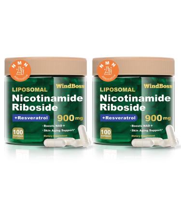 Liposomal NAD+ Supplement with Nicotinamide Riboside & Resveratrol NAD Booster for Cellular Energy Anti-Aging & Metabolism NMN Alternative NAD Supplement for Men & Women 2pcs 100 Count (Pack of 2)