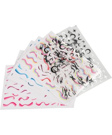 7 Sheets of Fire Flame Wave Lines Nail Stickers 3D Swirl Stripes Nail Stickers Self Adhesive Nail Art Stickers Nail Design for Nail Art Decoration Design - Buy Online on GoSupps.com