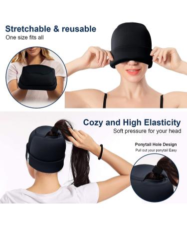 ZELIER Migraine Relief Cap - Double Layered Head Gel Ice Hat for Natural Cold Therapy - Odorless & Form Fitting - One Size Fits All (Black) - Buy Online on GoSupps.com